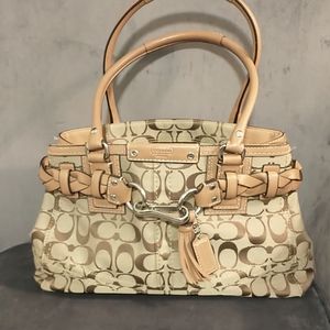 Coach signature brown purse with braided details